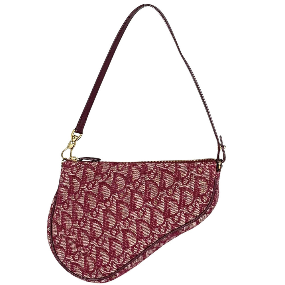 Christian Dior Trotter saddle bag shoulder canvas Burgundy Red